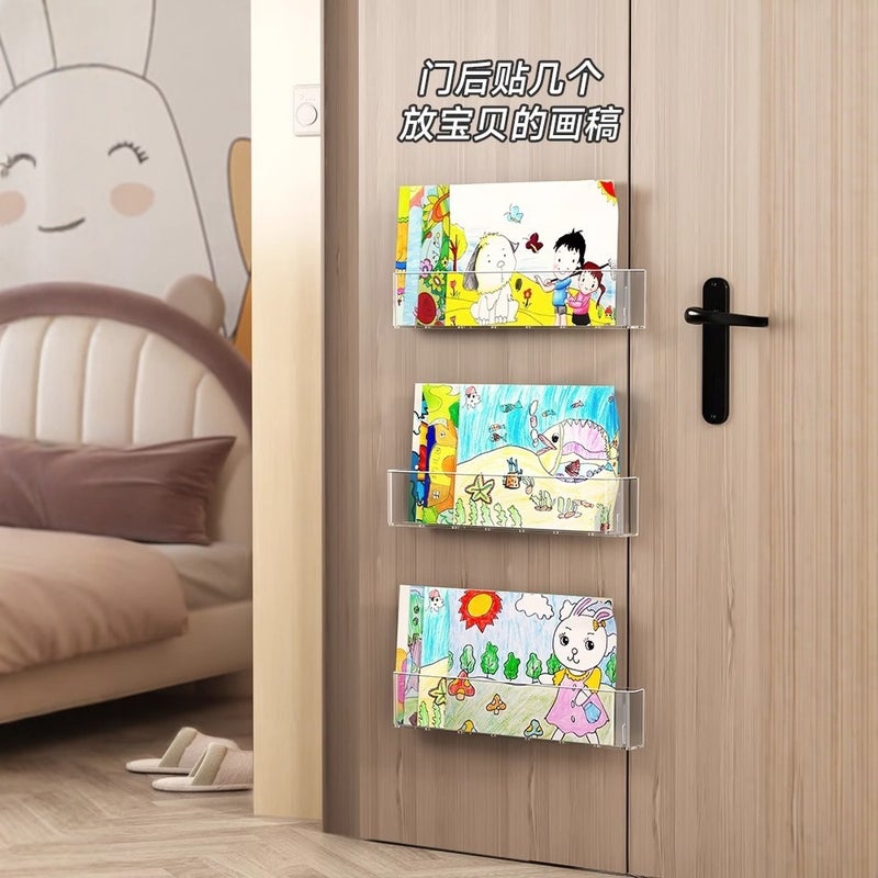 Wall-Mounted Bookshelf, Punch-Free Wall-Mounted Storage Box, Kidsren'S Picture Book Display Rack, Wardrobe Side Storage - Image 4